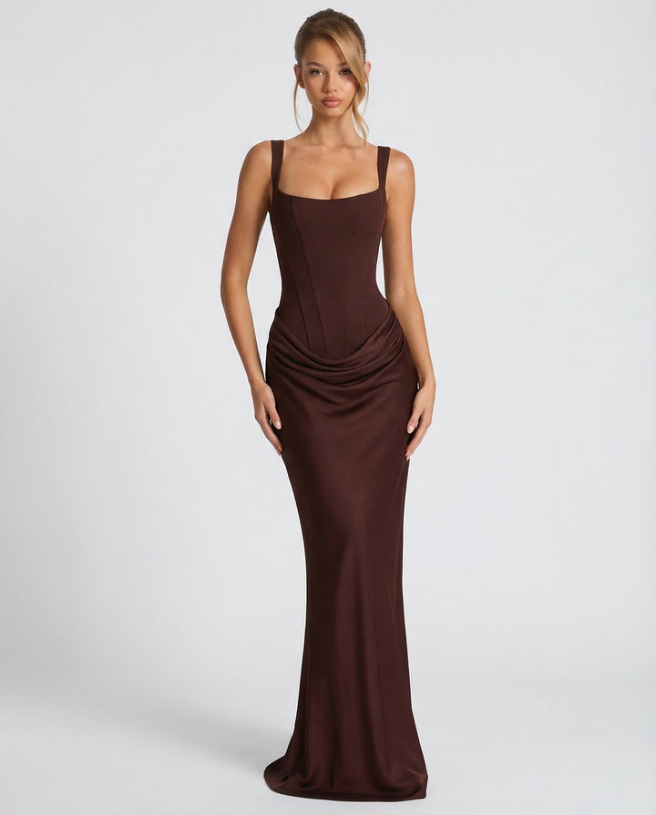 Zdenka | Abito maxi lucido con spalline regolabili