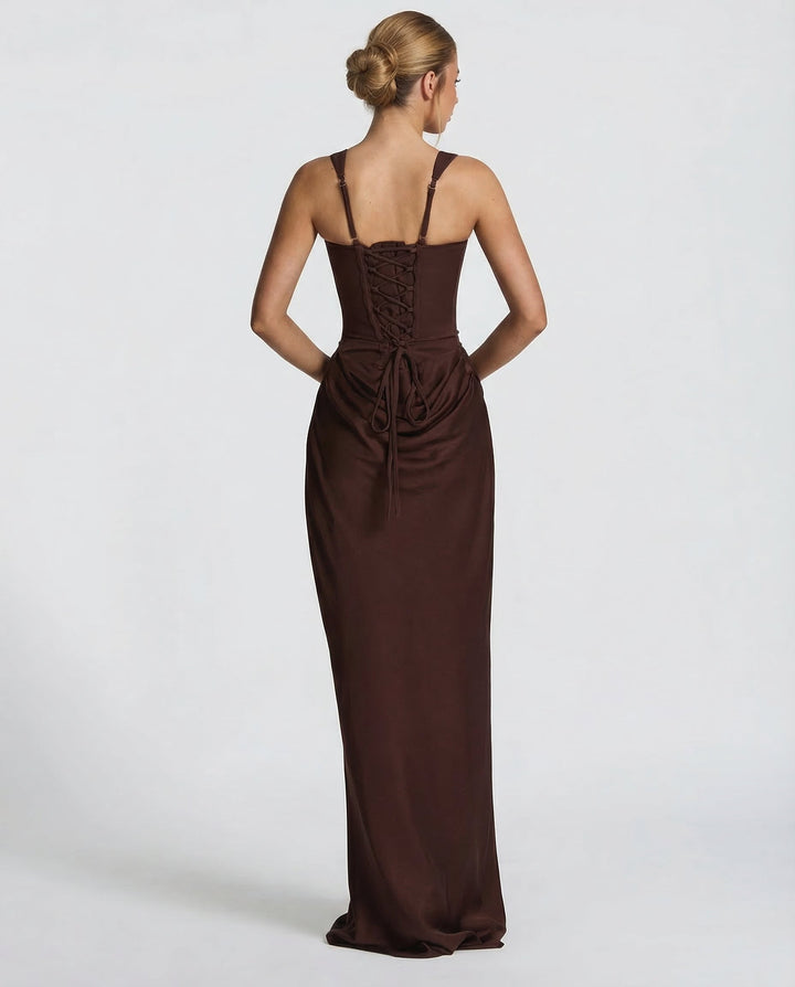 Zdenka | Abito maxi lucido con spalline regolabili