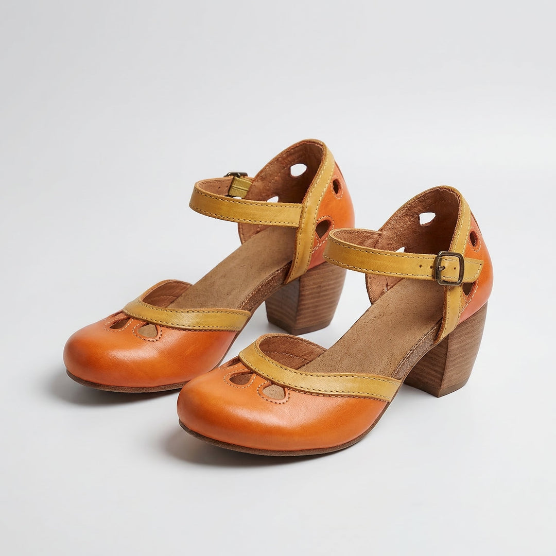 Scarpe rétro con contrasto di colore