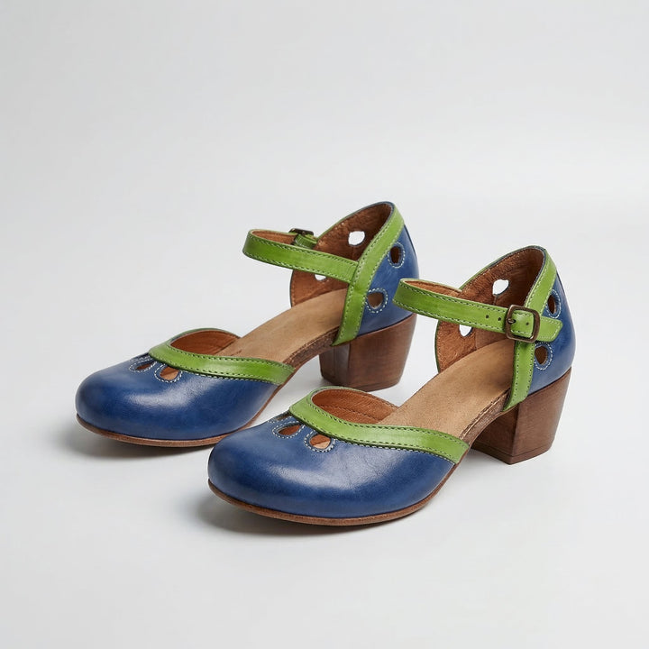 Scarpe rétro con contrasto di colore