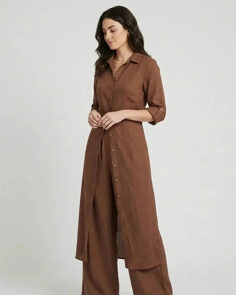 Ľubomíra | Completo con camicia lunga e pantaloni larghi