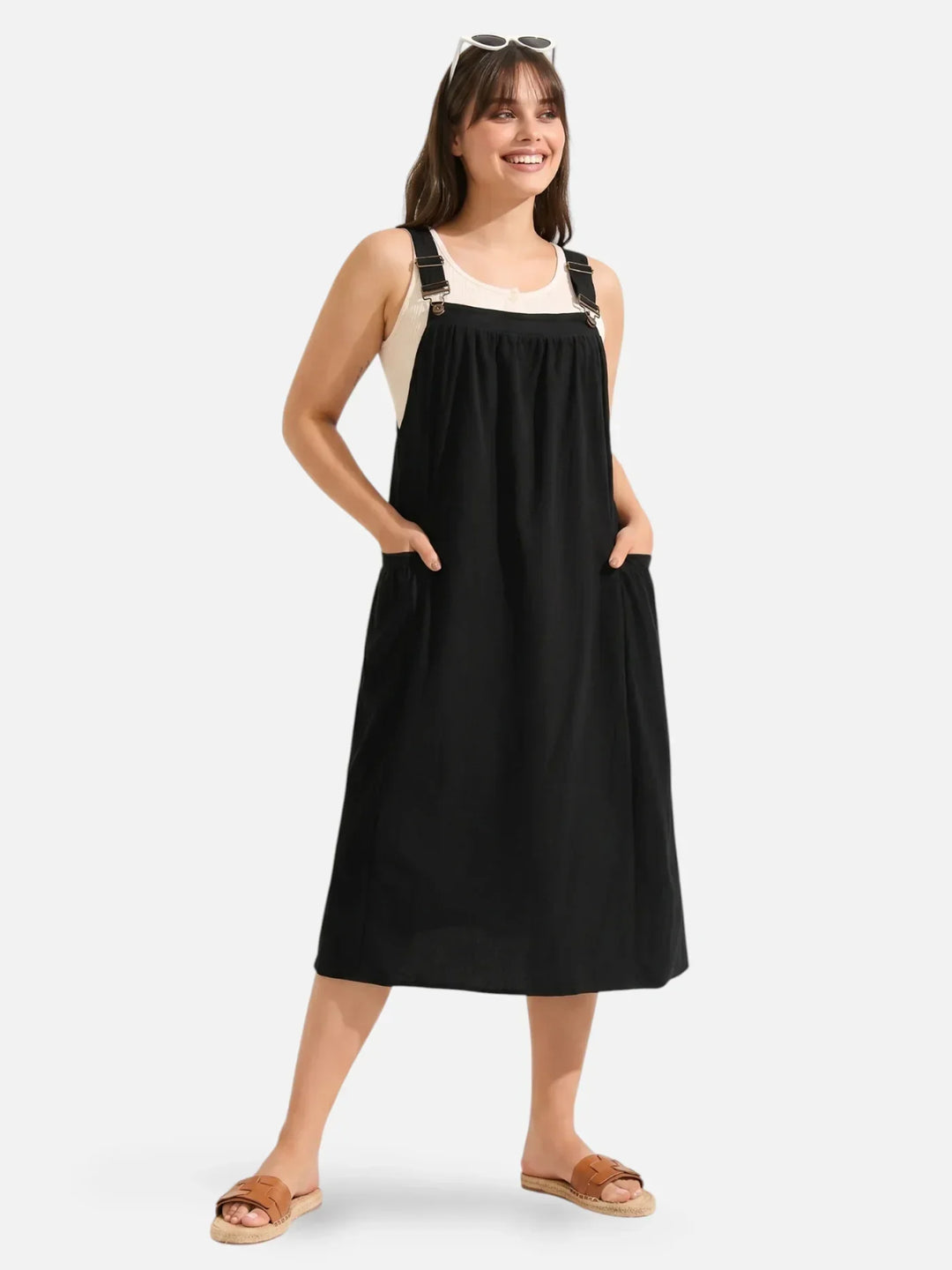 Ida | Abito midi con spalline e tasche
