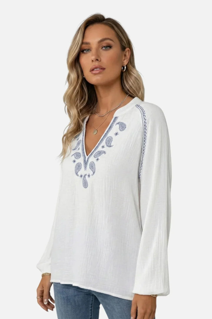 Jela | Blusa ricamata con scollatura a V