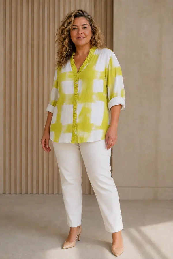 Rosalinda | Blusa con motivo dipinto e orlo asimmetrico