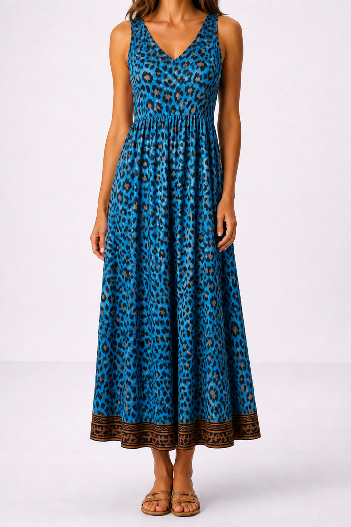 Milena | Abito midi con stampa leopardata