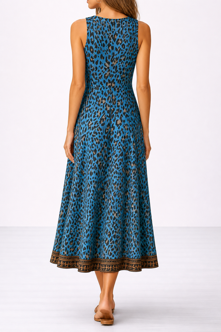 Milena | Abito midi con stampa leopardata