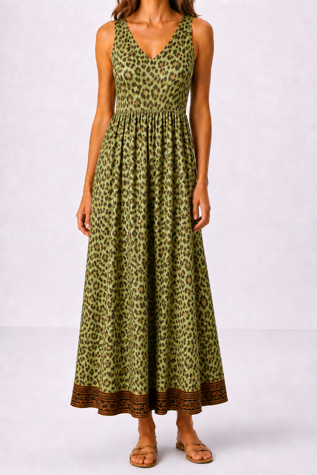 Milena | Abito midi con stampa leopardata