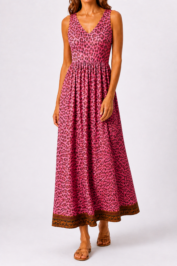 Milena | Abito midi con stampa leopardata