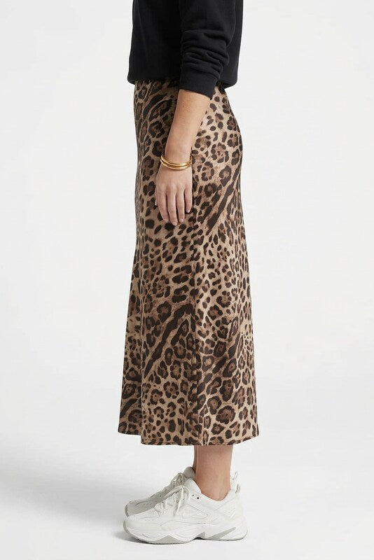 Gonna lunga con motivo leopardato