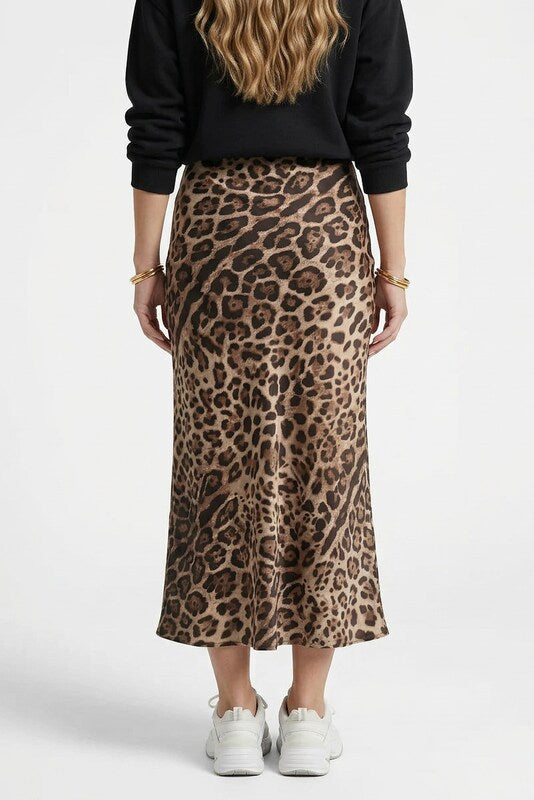 Gonna lunga con motivo leopardato