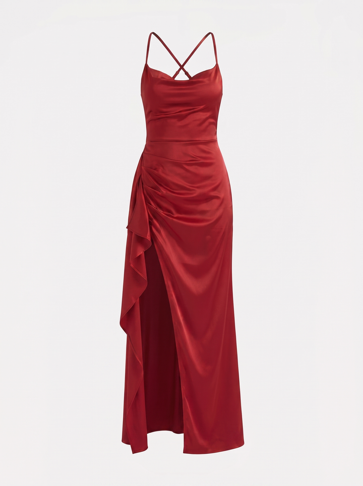 Inga | Abito lungo lucido con spalline sottili