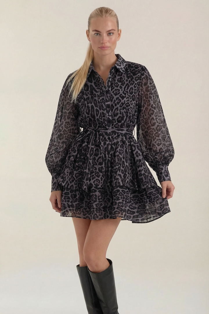 Adelína | Mini abito con stampa leopardata
