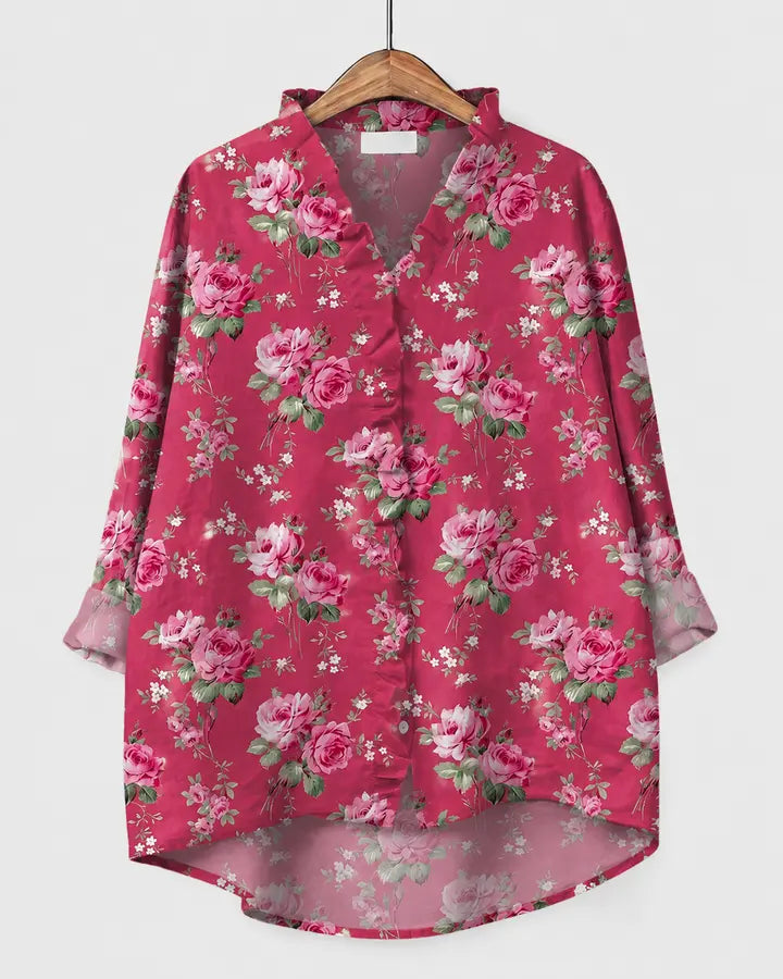Ingrida | Blusa con scollatura a volant e taglio morbido