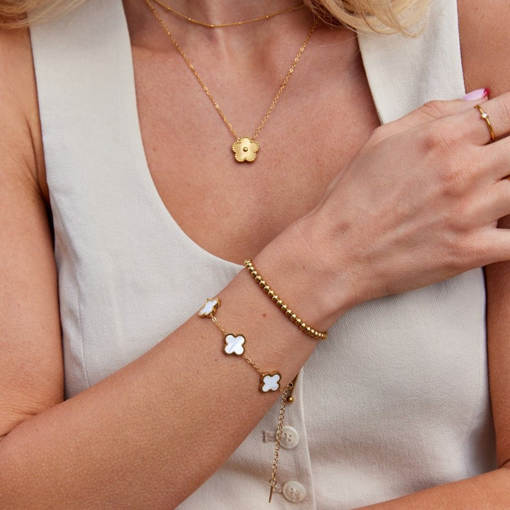 Bracciale con trifoglio bianco